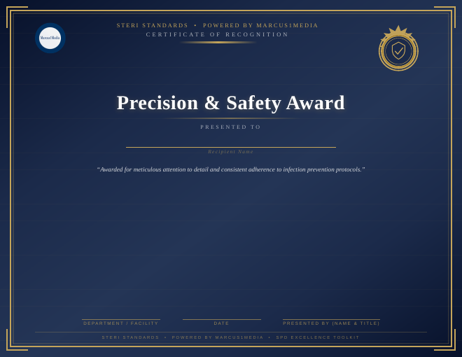 Precision and Safety Award certificate preview