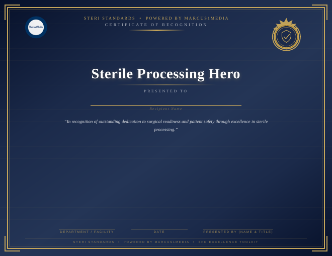 Sterile Processing Hero certificate preview